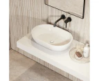 Vizzini Alberta Above Counter Stone Basin - Gloss White - 560mm (L) x 320mm (W) x 150mm (H)-Gloss White