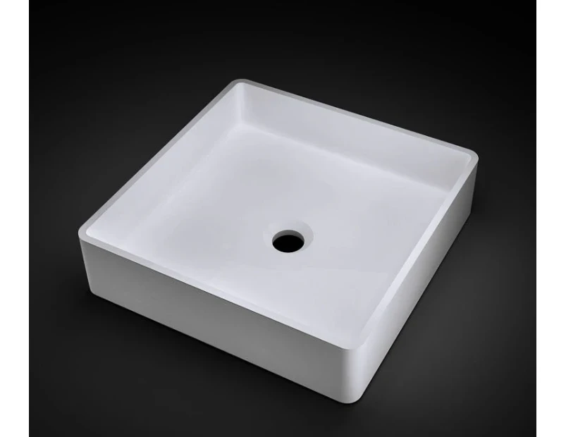 Vizzini Amalfi Above Counter Stone Basin - Matte White - 400mm (L) x 400mm (W) x 100mm (H)