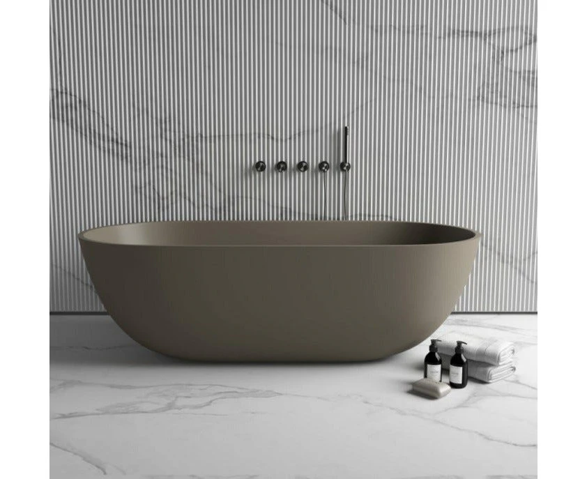 Vizzini Alberta Freestanding Stone Bath - Matte Earth - 1600mm (L) x 800mm (W) x 540mm (H)