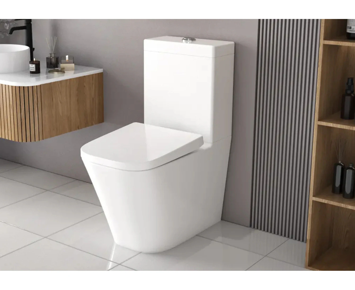 Vizzini Enzo Back To Wall Toilet Suite - White - Geberit Flush System