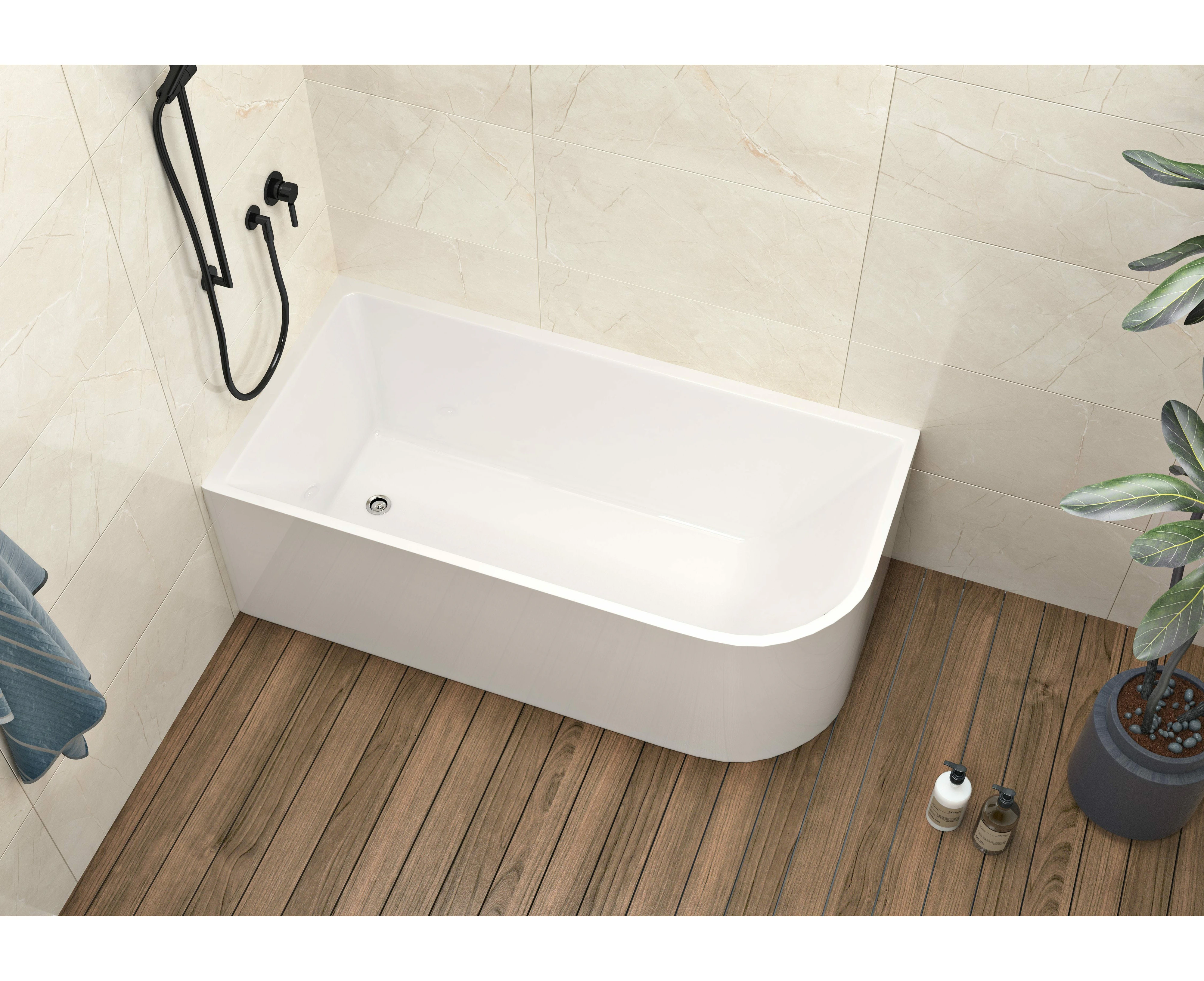 Vizzini Paradise Freestanding Corner Bath 1500mm (L) x 730mm (W) x 500mm (H) - Left Hand Corner