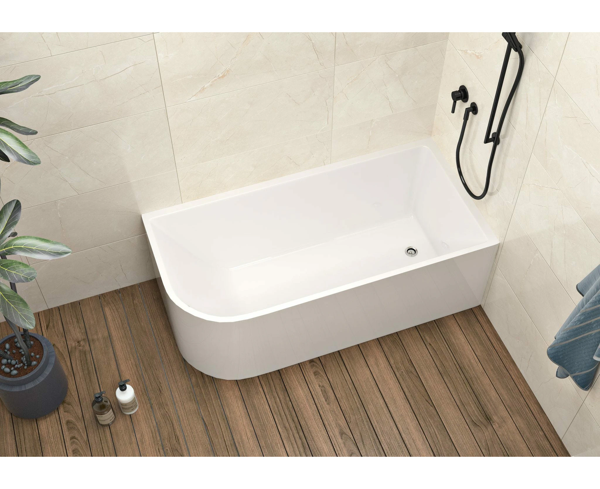 Vizzini Paradise Freestanding Corner Bath 1500mm (L) x 730mm (W) x 500mm (H) - Right Hand Corner