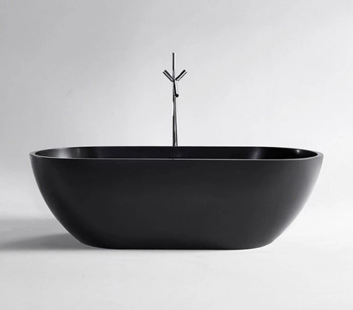 Vizzini Alberta Freestanding Stone Bath - Matte Black - 1500mm (L) x 750mm (W) x 540mm (H)