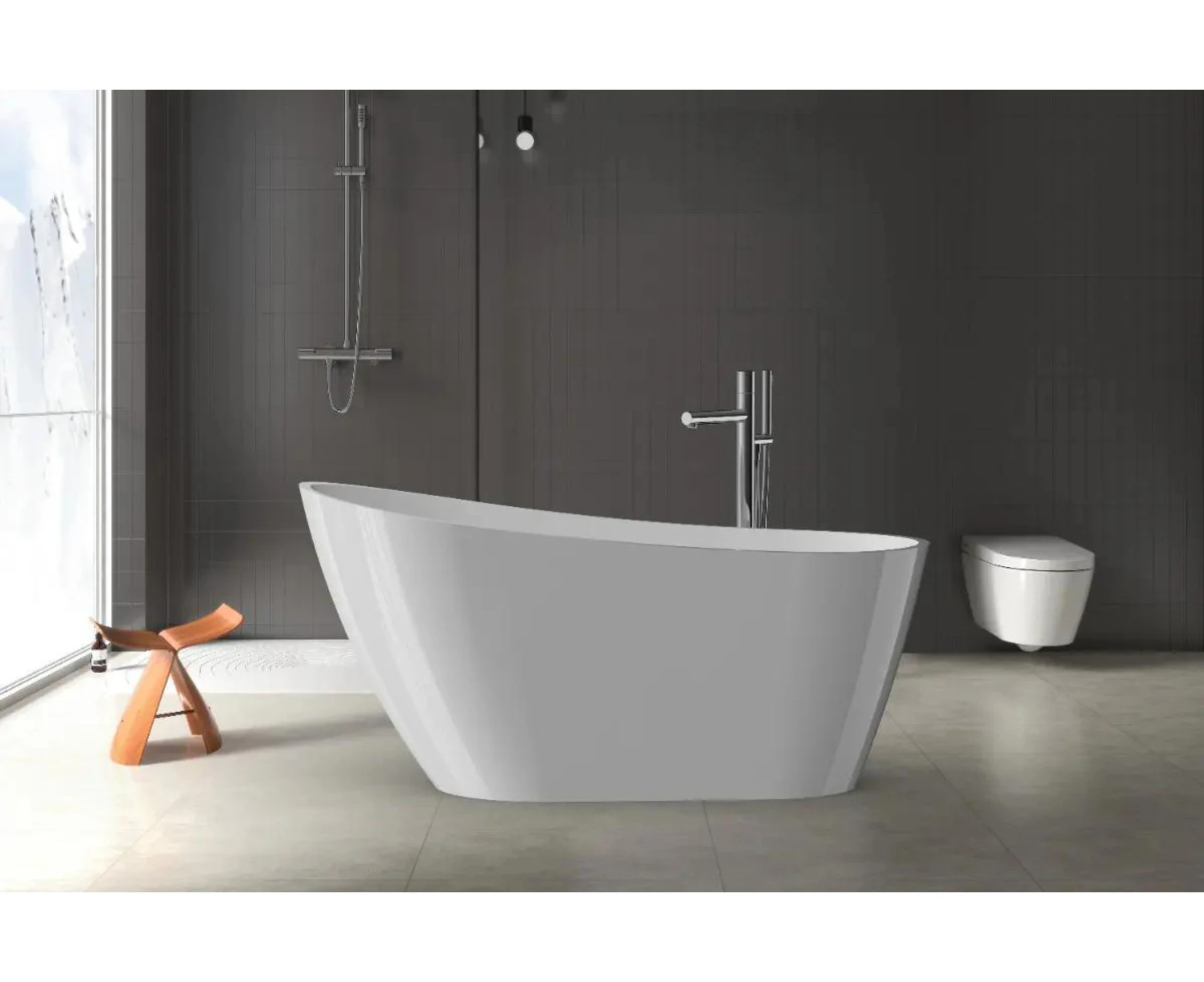 Vizzini Riviera Freestanding Bath - Gloss White - 1500mm (L) x 780mm (W) x 720mm (H)