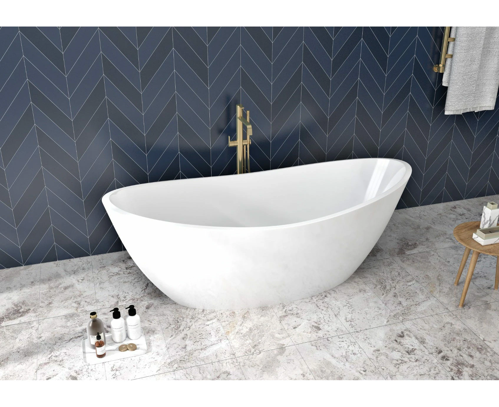 Vizzini Arctic MKII Freestanding Bath - White - 1500mm (L) x 780mm (W) x 680mm (H)