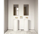 Vizzini Betto Pedestal Stone Basin - Matte White - 450mm (L) x 450mm (W) x 900mm (H)