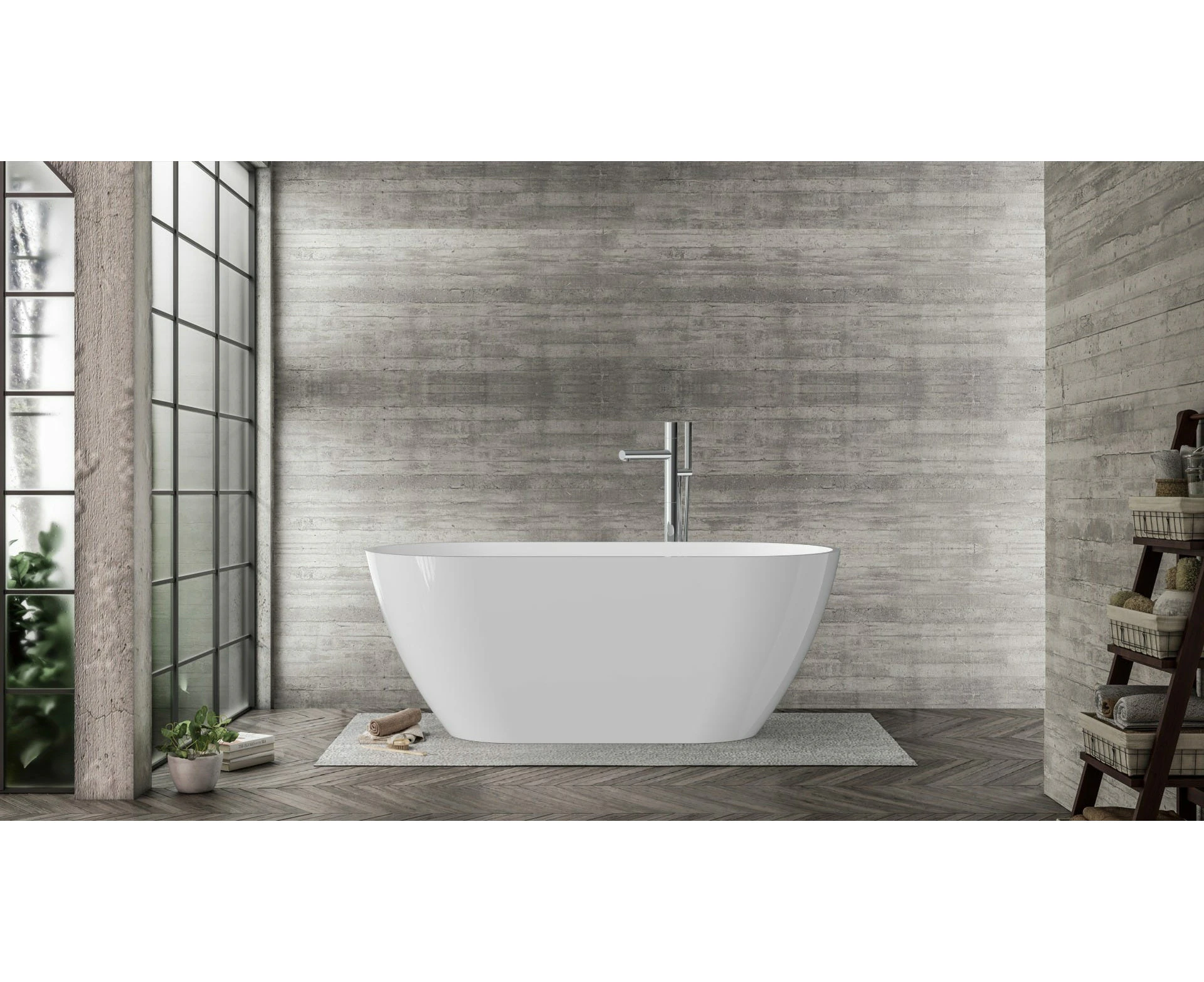 Vizzini Sabano MK2 Freestanding Bath - Gloss White - 1700mm (L) x 750mm (W) x 580mm (H)