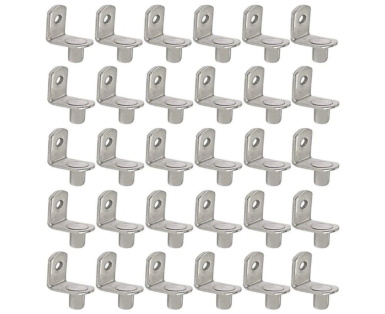 50 Pcs Shelf Support Pegs 6mm L-Shaped Shelf Support Nickel Plated Shelf Bracket Pegs for Furniture