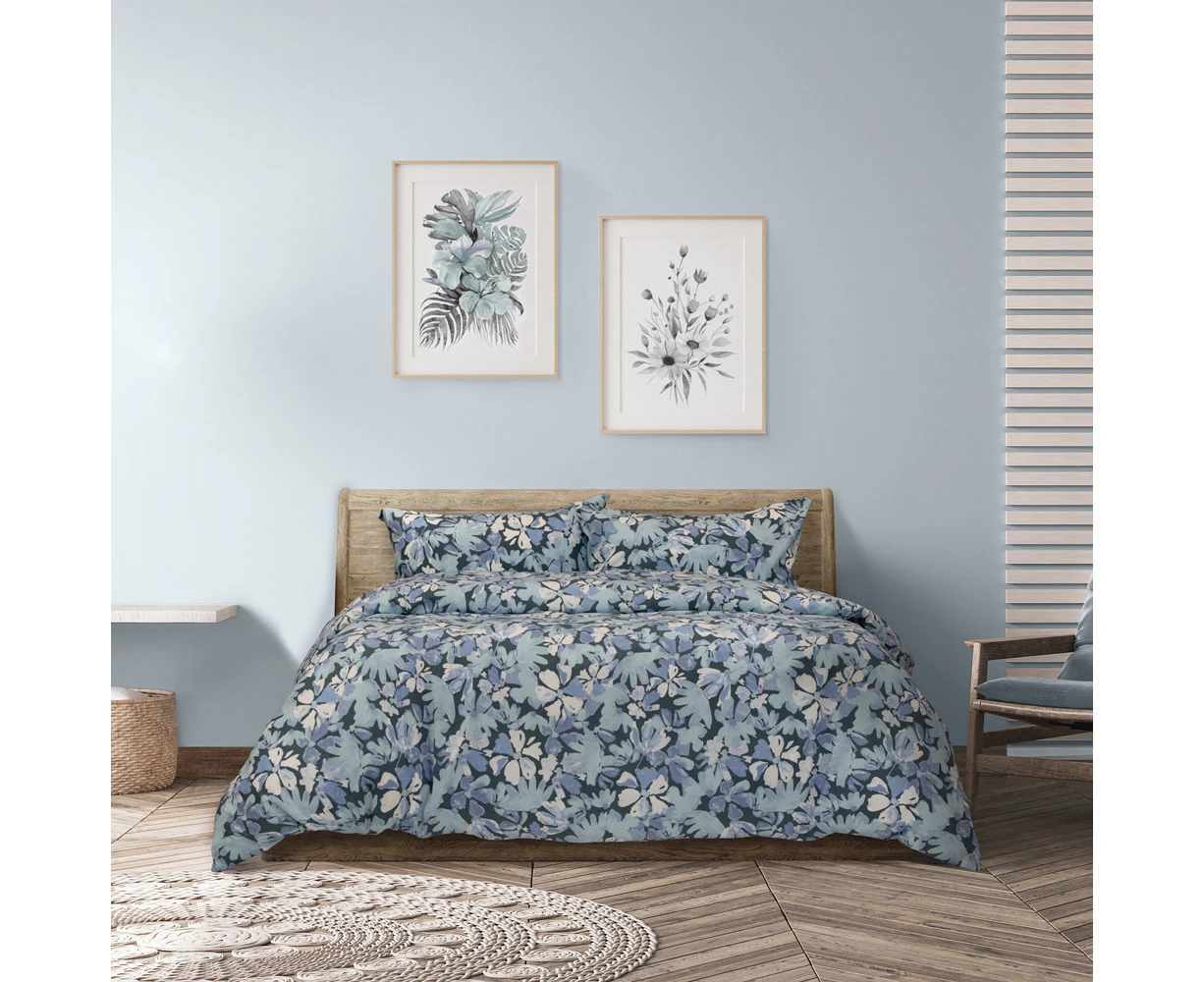 Ardor Boudoir King Indra Floral 90GSM Polyester Quilt Cover/Set Set Teal