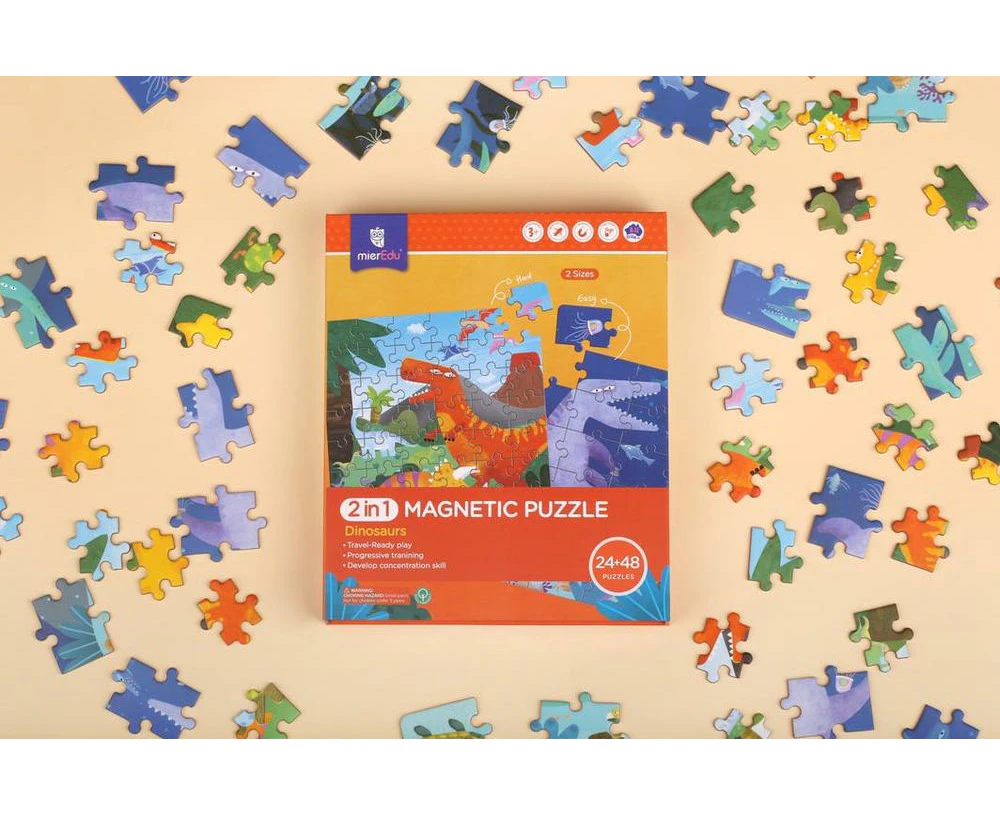 2-in-1 Dinosaurs Magnetic Puzzle, 72 Piece