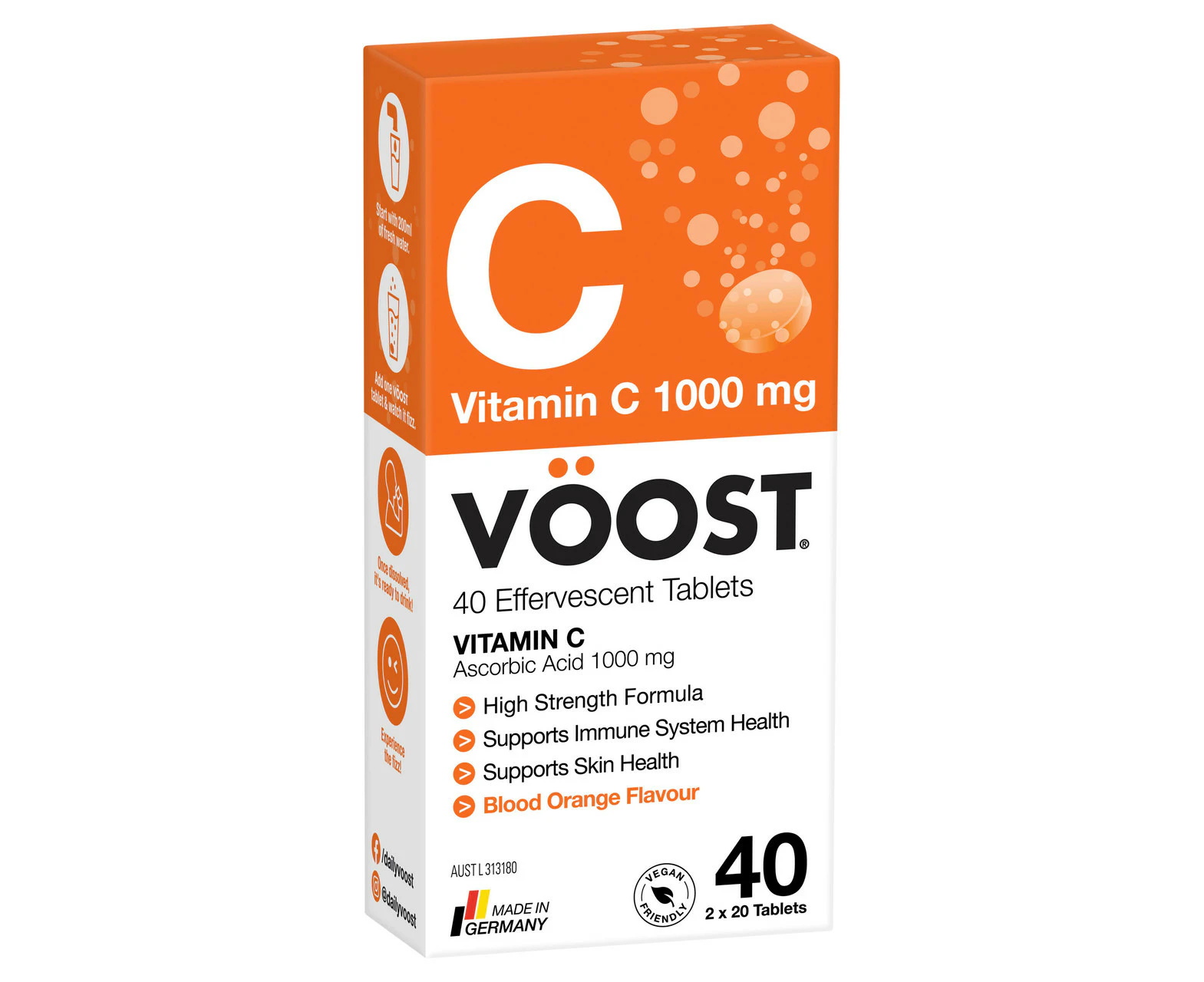 Voost Vitamin C Blood Orange Effervescent 20 Tablets