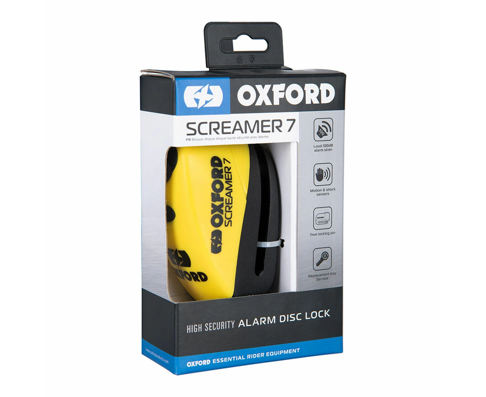 Oxford Screamer 100db Alarm Disc Lock - Yelow / Black