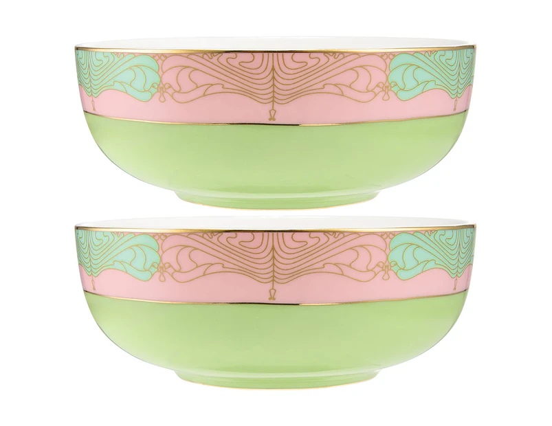 Set of 2 Maxwell & Williams 12.5cm Wicked Elphaba Pink Goes Good With Green Bowls - Green