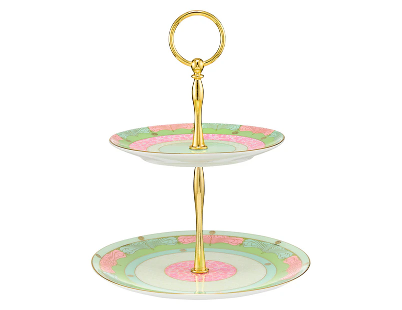 Maxwell & Williams Wicked Elphaba Pink Goes Good With Green 2-Tier Cake Stand - Green