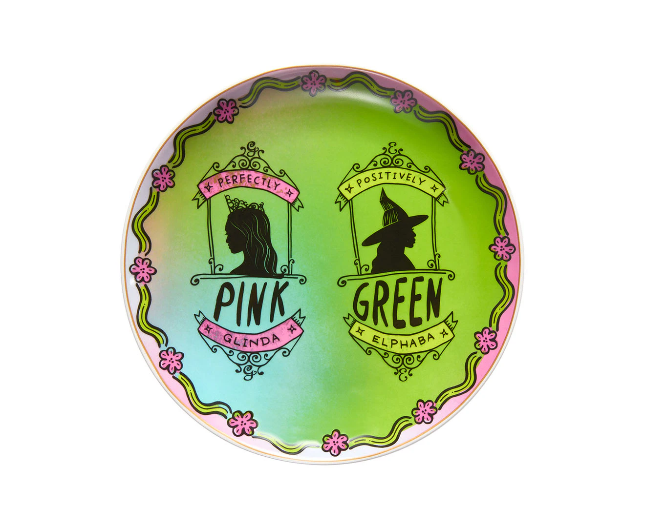 Maxwell & Williams x Wicked 19cm Positively Perfect Coupe Side Plate - Pink/Green