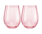 Set of 2 Maxwell & Williams 540mL Wicked Pink Goes Good With Green Ribbed Stemless Glasses - Pink