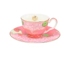 Set of 2 Maxwell & Williams Wicked Glinda Pink Goes Good With Green Demi Cup & Saucer