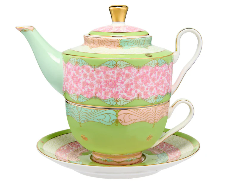 Maxwell & Williams 3-Piece Wicked Elphaba Pink Goes Good With Green Tea for One w/ Infuser Set