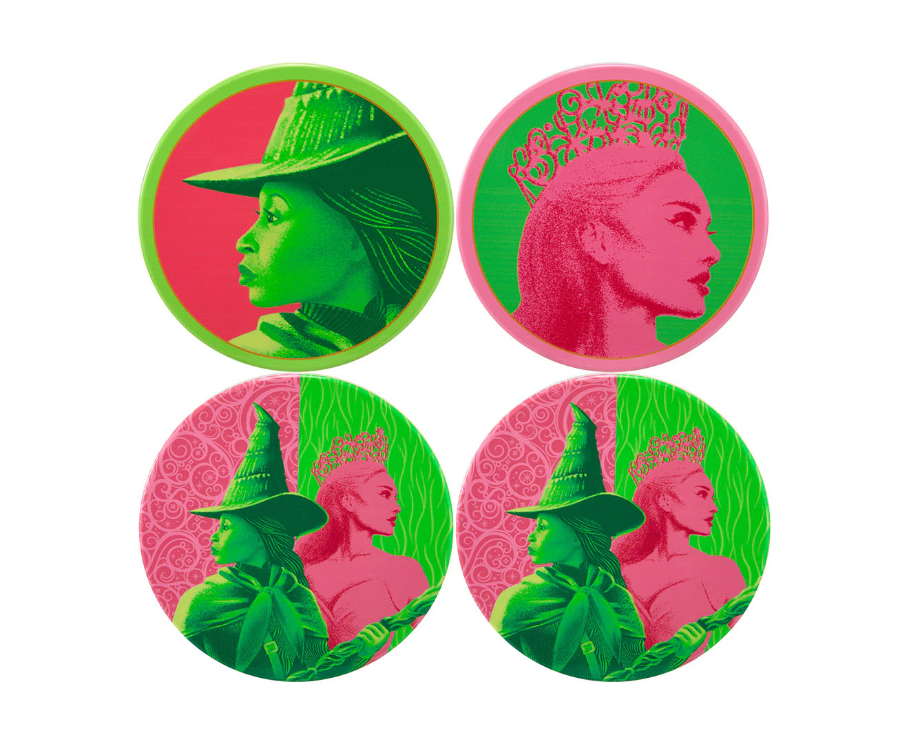 Set of 4 Maxwell & Williams x Wicked 10cm Forever Ceramic Coasters - Pink/Green