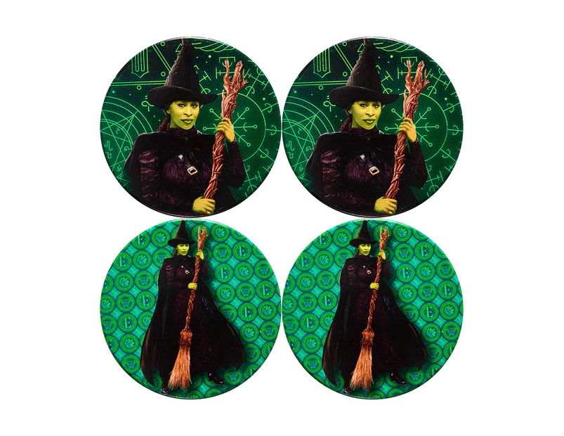 Set of 4 Maxwell & Williams x Wicked 10cm Elphaba Ceramic Coasters - Green