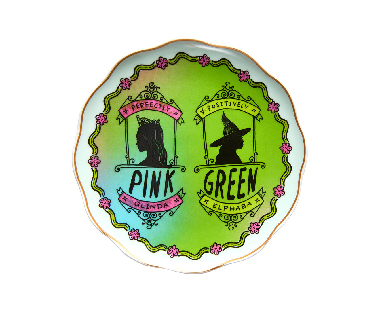 Maxwell & Williams x Wicked 12.5cm Positively Perfect Trinket Dish - Pink/Green