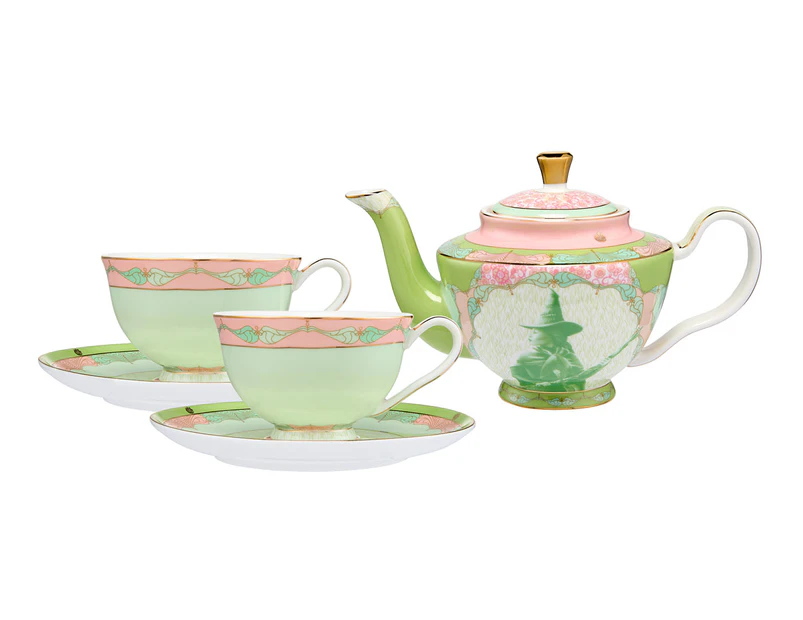 Maxwell & Williams 5-Piece Wicked Elphaba Pink Goes Good With Green Tea Set w/ Infuser