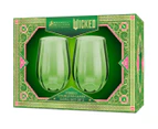 Set of 2 Maxwell & Williams 540mL Wicked Pink Goes Good With Green Ribbed Stemless Glasses - Green