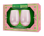 Set of 2 Maxwell & Williams 540mL Wicked Pink Goes Good With Green Ribbed Stemless Glasses - Pink