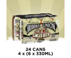 Brookvale Union Alcoholic Ginger Beer, Spicy & Smooth Finish, 4% ABV, 330mL (Case of 24 Cans)