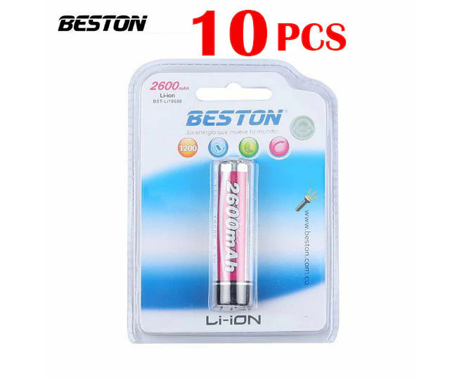 Beston High Capacity 3.7V Li-ion Rechargeable 18650 Battery for LED bike light - 10PCS