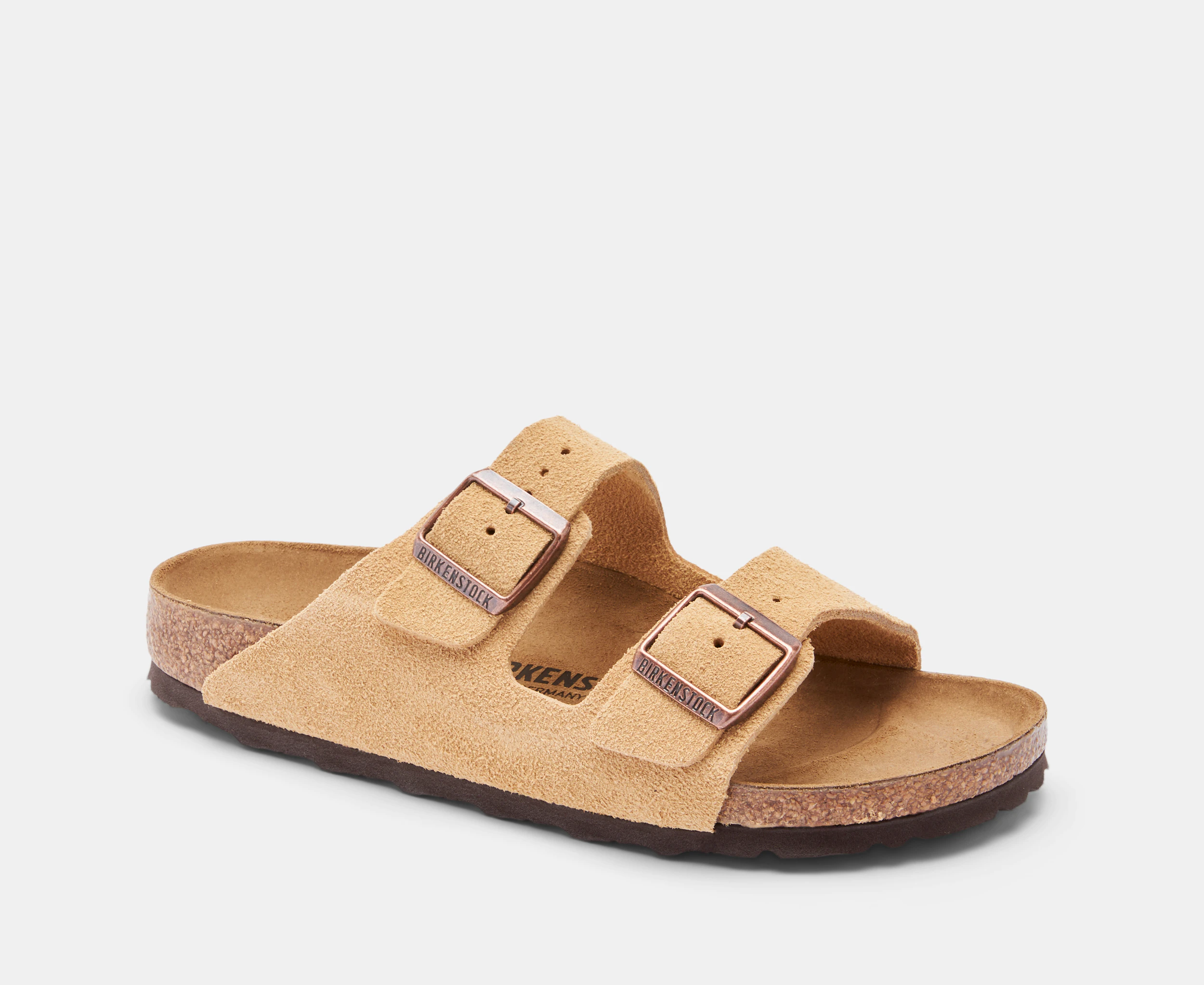 Birkenstock Women's Arizona Suede Narrow Regular Fit Sandals - Desert Soil Latte Cream