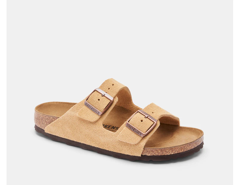 Birkenstock Women's Arizona Suede Narrow Fit Sandals - Desert Soil Latte Cream