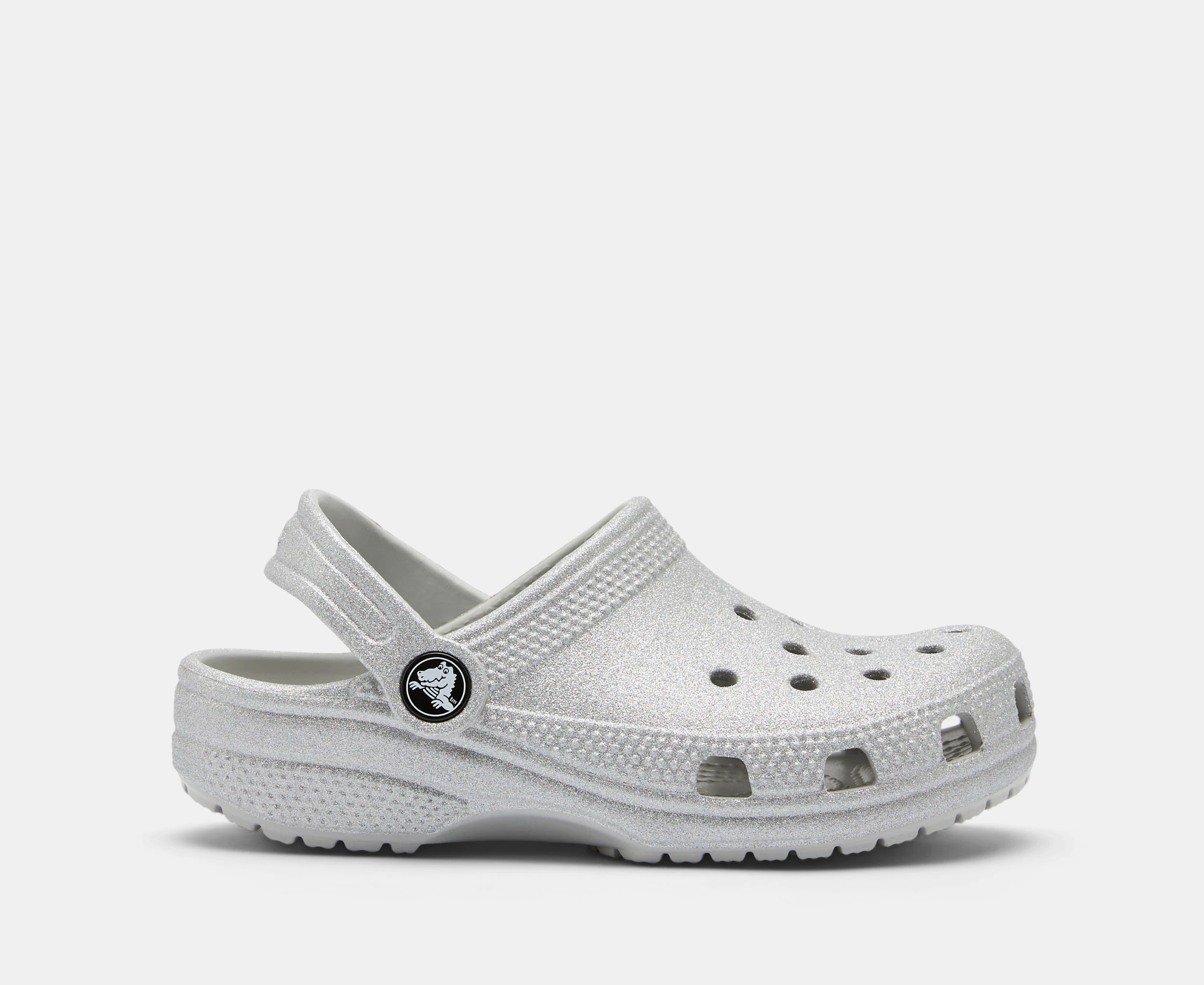 Crocs Kids' Classic Glitter Clogs - White Mystic