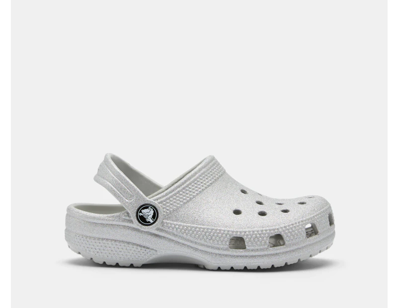 Crocs Kids' Classic Glitter Clogs - White Mystic