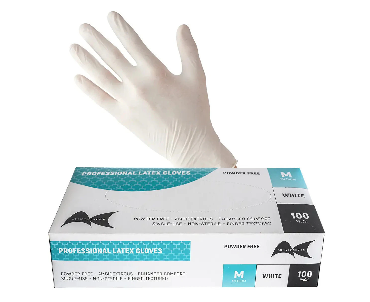 Artist Choice - Latex Powder Free Gloves Size M (Medium) 1000pcs (Box of 10)