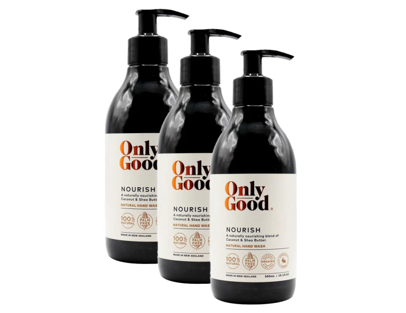 3 x Only Good Nourish Coconut & Shea Butter Natural Hand Wash Coconut 300mL