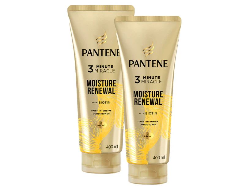 2 x Pantene Pro-V 3 Minute Miracle Moisture Renewal Treatment 400mL