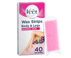 2 x 40pk Veet Easy-Gel Body & Legs Wax Strips