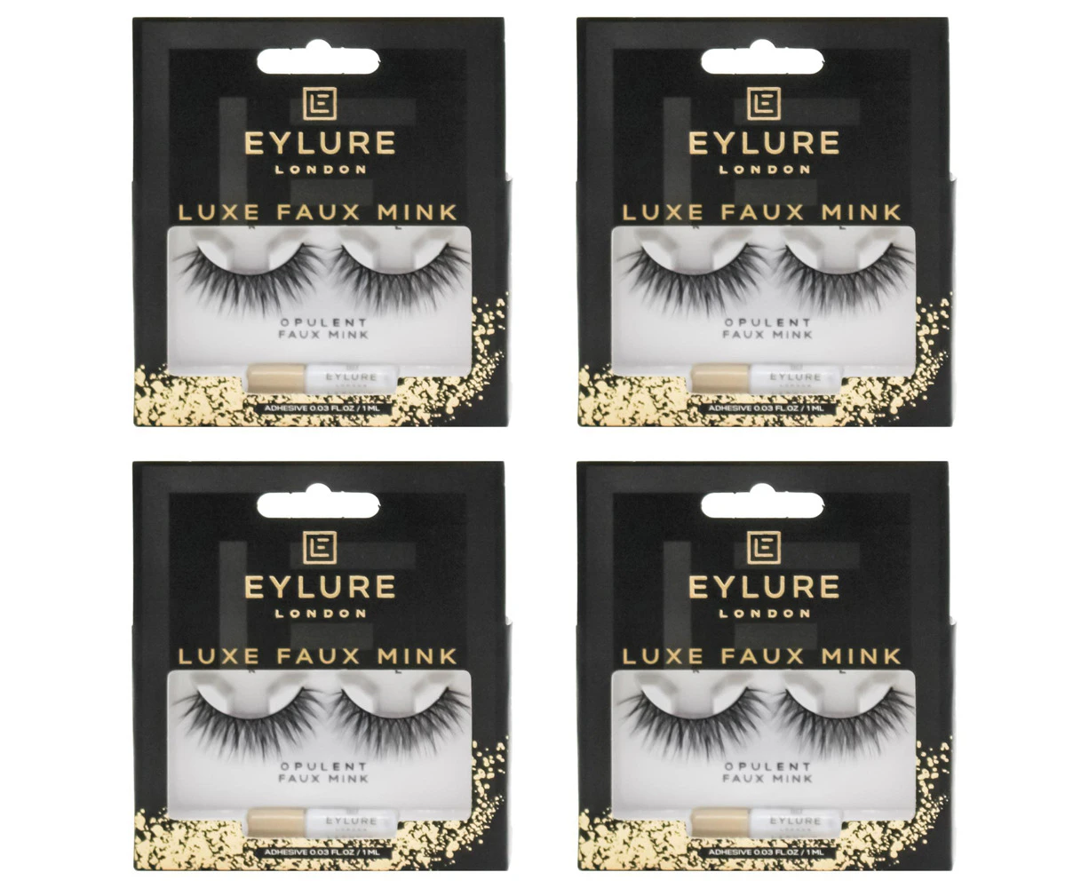 4x Eylure London Luxe False Lashes Extension w/ Glue Set Opulent Faux Mink