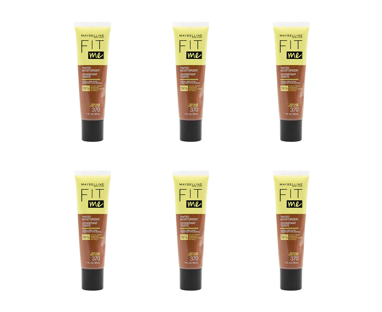 6x Maybelline 30ml Fit Me Tinted Moisturizer w/Aloe For All Skin Types 370 Brown