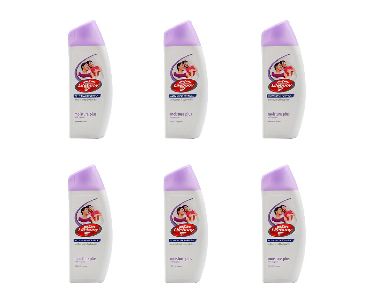 6x Lifebuoy 300ml Antibacterial Body Wash Foaming Liquid Bath Soap Moisture Plus