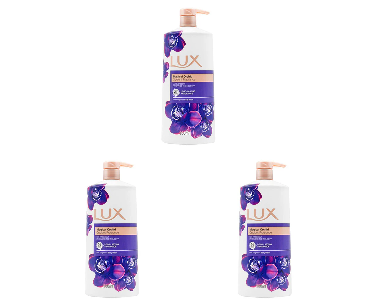 3x Lux 900ml Body Wash Liquid Bath Soap Long-Lasting Fragrance Magical Orchid