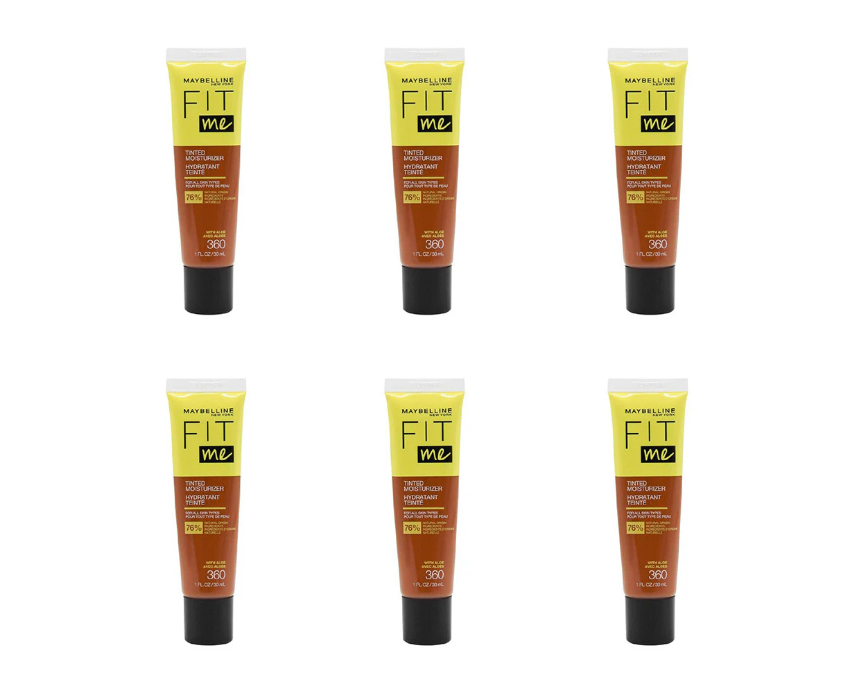 6x Maybelline 30ml Fit Me Tinted Moisturizer w/Aloe For All Skin Types 360 Brown