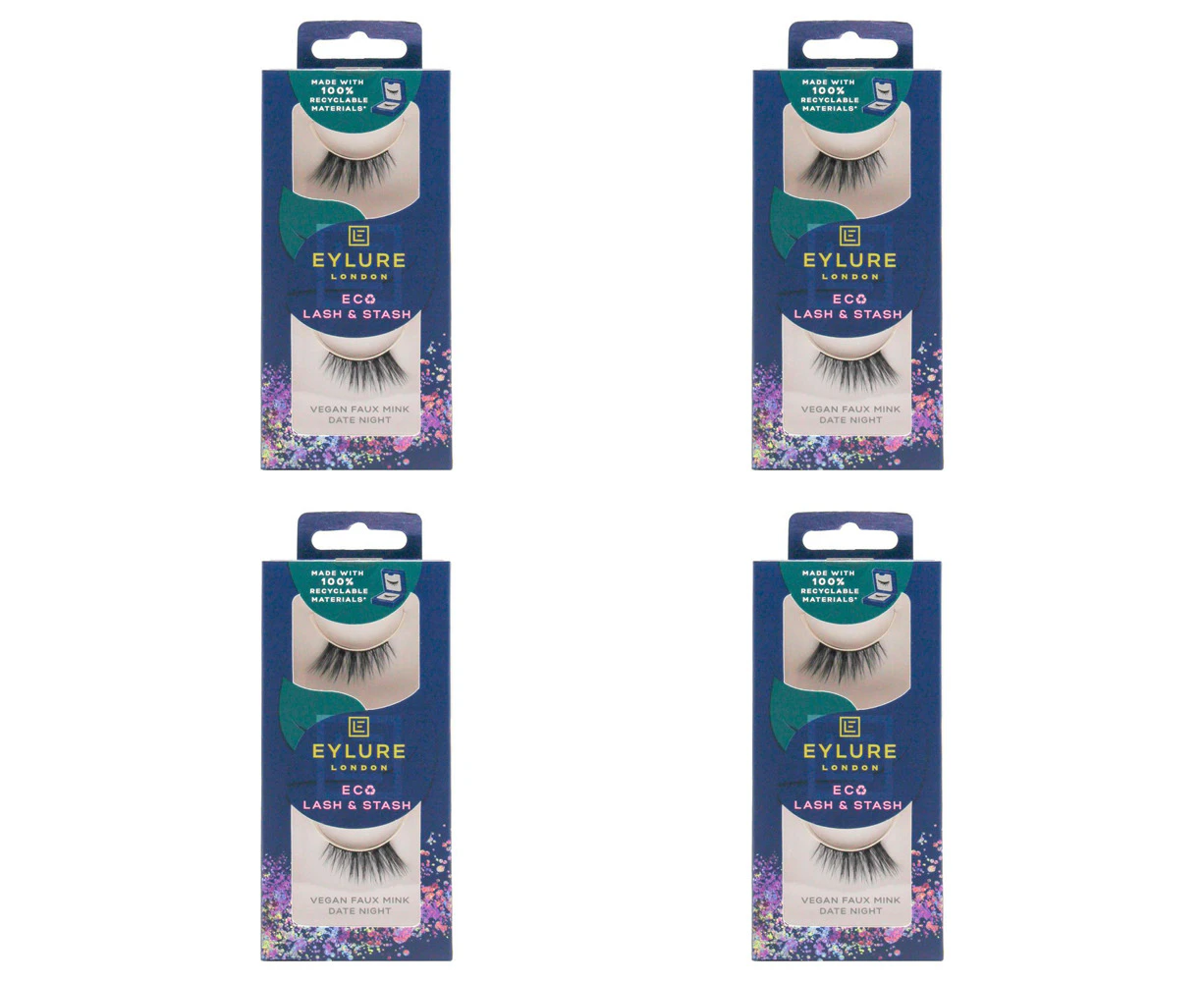 4x Eylure London Lash & Stash Vegan Faux Mink Date Night Lashes False Eyelash