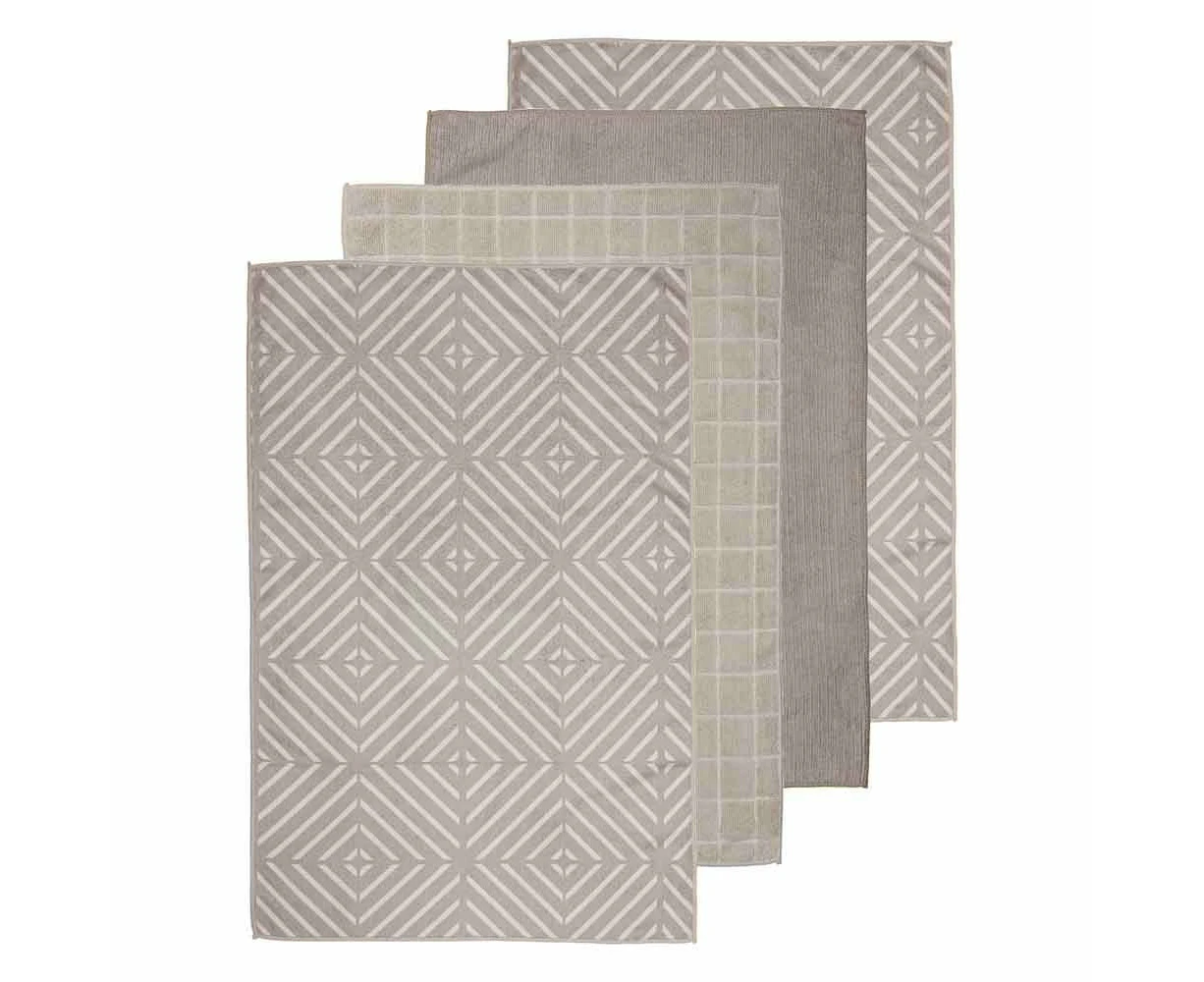 Ladelle Benton Set of 4 Microfibre Kitchen Towels - Taupe