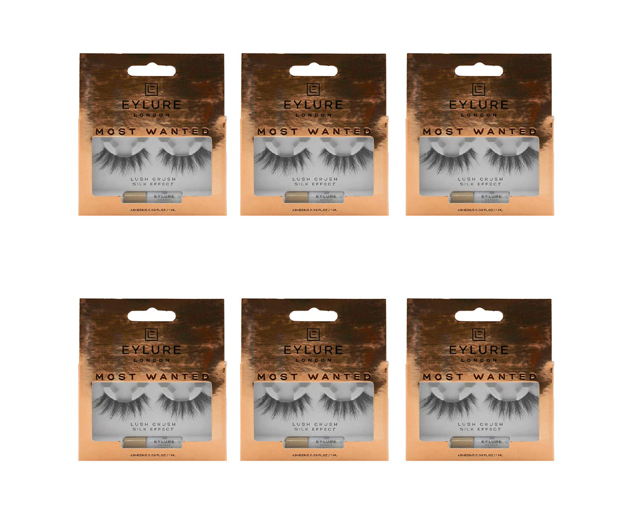 6x Eylure London Most Wanted False Lashes w/ Glue Set Lush Crush Silk Effect