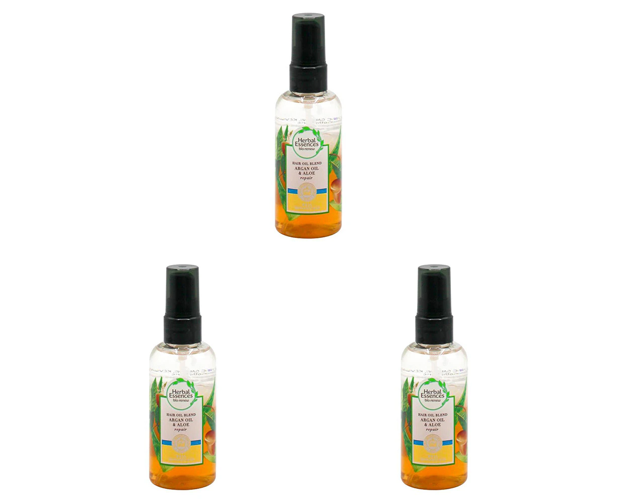 3x Herbal Essences 100ml Repair Hair Oil Blend Enriched w/ Argan Oil & Aloe