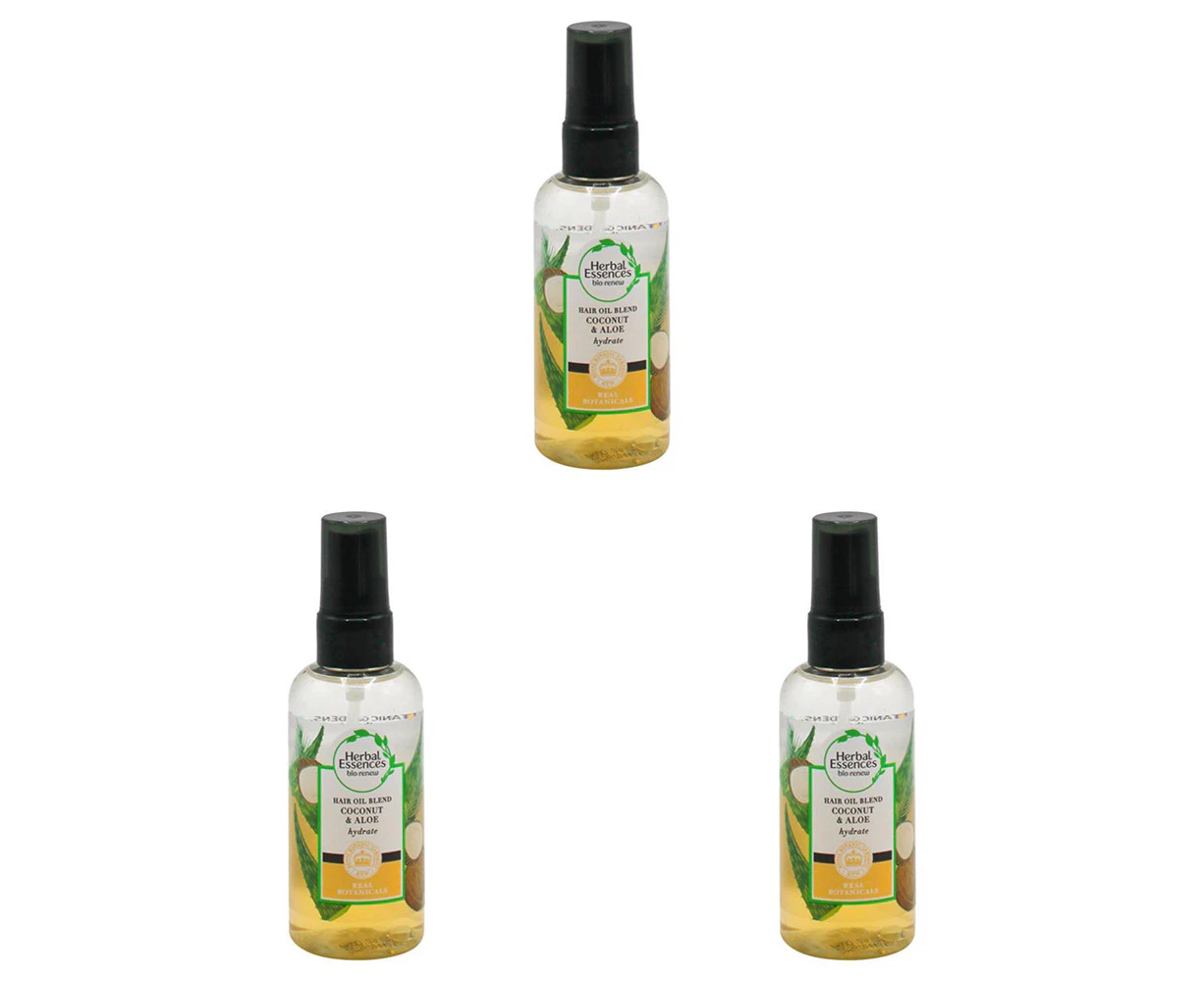 3x Herbal Essences 100ml Hydrate Hair Oil Blend Enriched w/ Coconut & Aloe