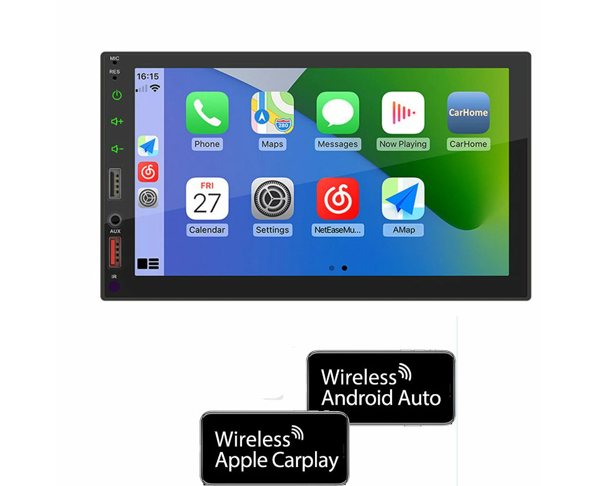 Double Din Car Stereo with  Carplay and Android Auto with 7 Inch HD LCD Capacitive Touchscreen