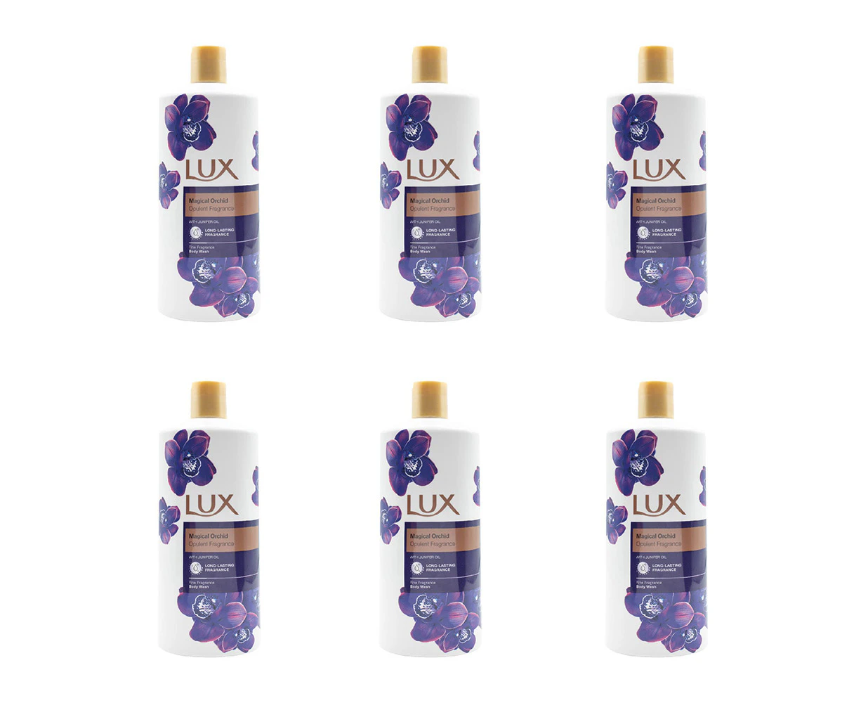 6x Lux 600ml Body Wash Liquid Bath Soap Magical Orchid w/ Juniper Oil Scent